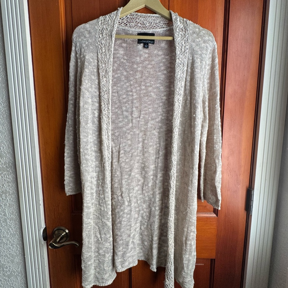 Women's Beige Open-Front Sweater